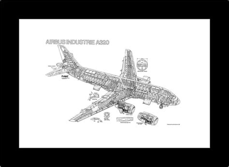 Glass Frame of Airbus A320-100 Cutaway Poster