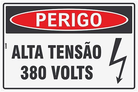 Placa De Sinaliza O Perigo Alta Tens O Volts Look Placas De