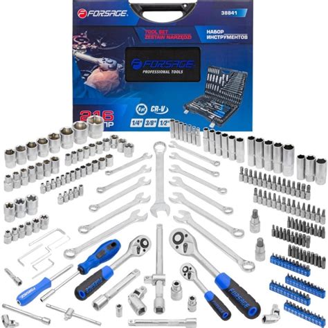 Набор инструментов Forsage 1/4", 3/8", 1/2", 6 гранные, 4-32 мм, 216 ...