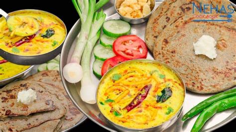 Layered Bajra Na Rotla Recipe Sev Kadhi Recipe Kathiyawadi Thali