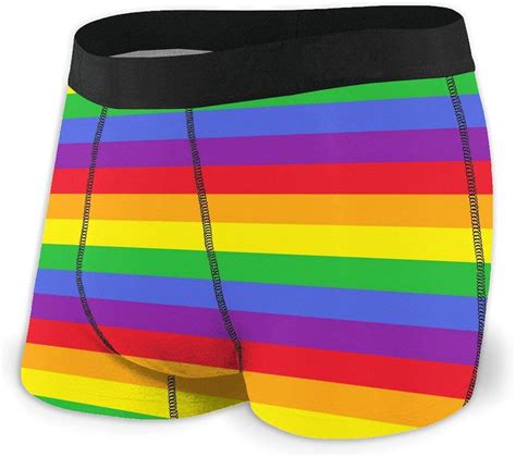 LREFON LGBT Gay Pride Rainbow Stripes Calzoncillos bóxer para Hombre