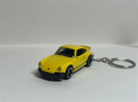 Hot Wheels Porsche Carrera Yellow Keychain Etsy