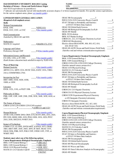 Fillable Online Bachelor Of Science With VCCS Equivalencies In