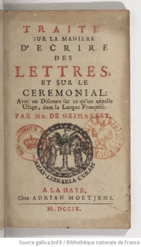 Traité sur la manière d ecrire des lettres et sur le ceremonial avec