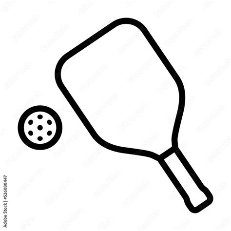 Pickleball Paddle With Ball Line Art Vector Icon For Sports Apps And