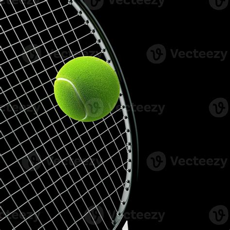 Tennis racket with ball on black background 11991193 Stock Photo at ...