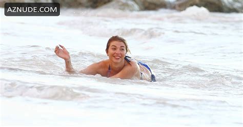 Olivia Buckland Sexy In Skimpy Blue Bikini With Her Man In Barbados AZNude