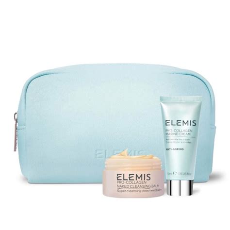 Elemis Pro Collagen Best Partners Kit Naked Cleansing Balm Marine Cream With Vanity Pouch