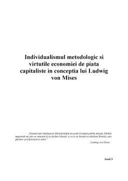 Individualismul Metodologic și Virtuțile Economiei de Piață Capitaliste