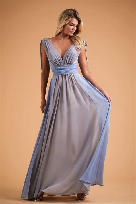 B223002 Two Tone V Neckline Bridesmaid Dress With V Back