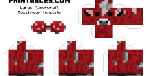 Minecraft Printable Mooshroom Template Large Page 2 Minecraft