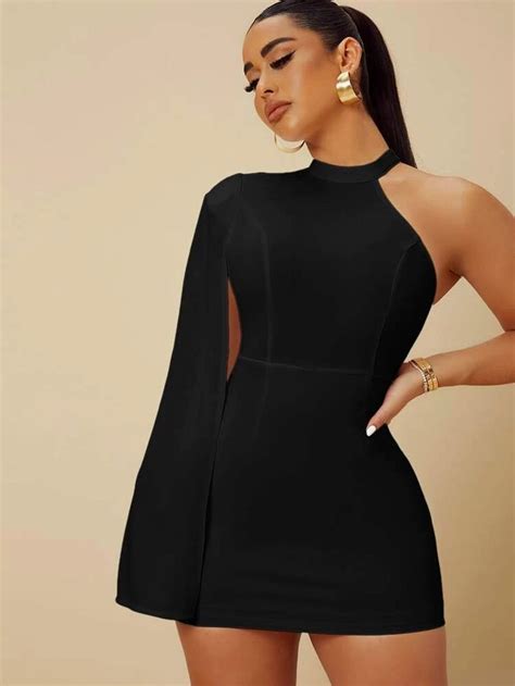 SHEIN SXY Simples Elegante Vestido Bodycon Dress With Sleeves