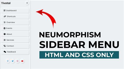 Neumorphism Sidebar Menu Using Html Css Youtube