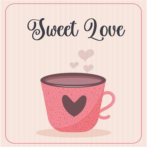 Premium Vector Coffee Mug With Heart Lollipop Marshmallow And Hearts Cute Hot Drink Isolated