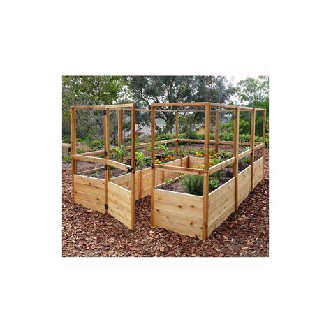 Cedar Raised Garden Bed With Deer Fence