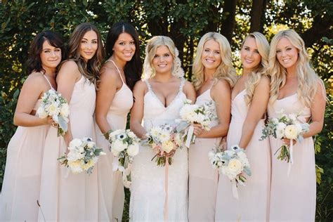 Beautiful Bride With Her Blonde Vs Brunette Bridesmaids