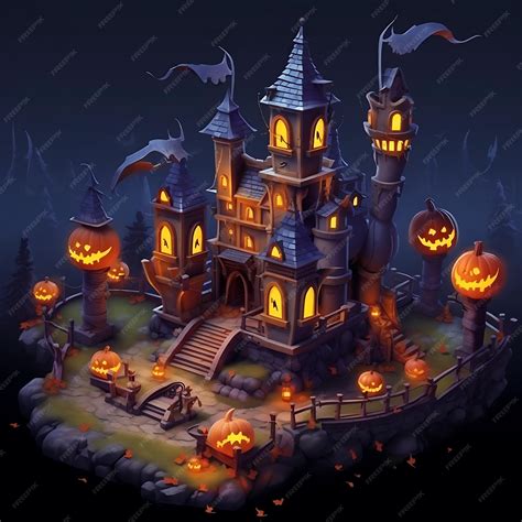 Premium AI Image | isometric of a halloween huge castle