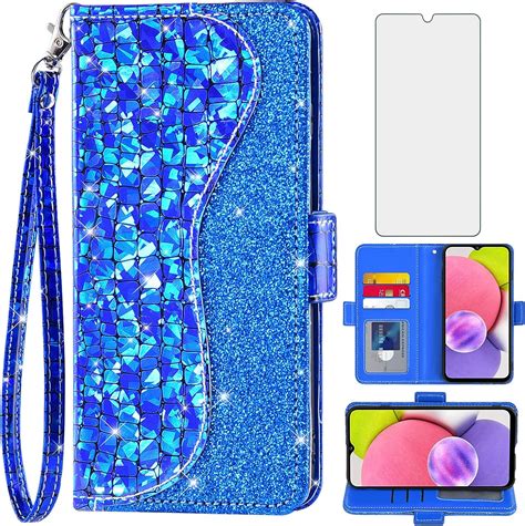 Asuwish Phone Case For Samsung Galaxy A03s Us Version 5g 2022 Wallet Cover With Screen Protector