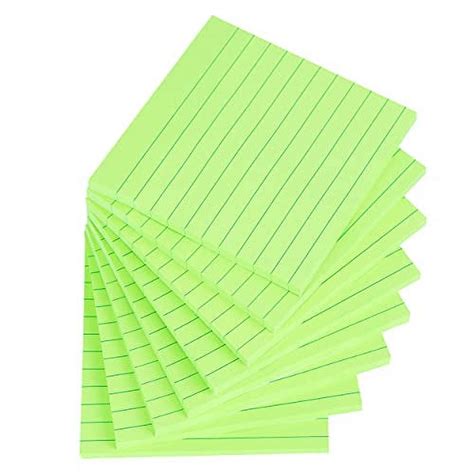 Vanpad Lined Sticky Notes 4x4 Inches Bright Green Ruled Self Stick