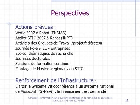 Séminaire dinformation sur le système dinformation de recherche de