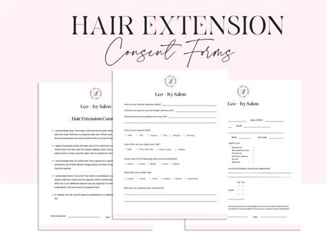 Hair Extension Form Hair Extension Consent Form Hair Etsy