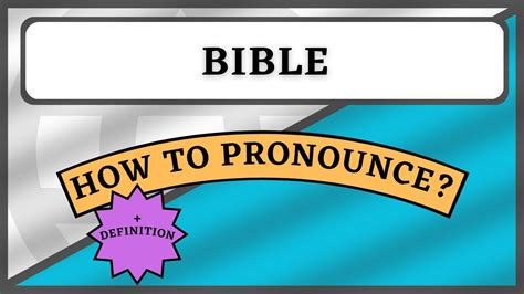 How To Pronounce Bible Youtube