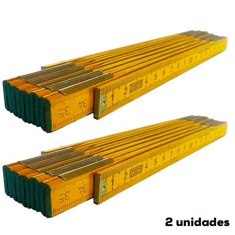 Trena R Gua Metro De Madeira Metros Dobr Vel Amarelo Bambu Kit