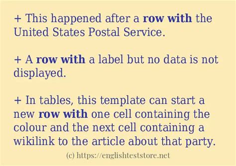 Sentence example of "row with" - EnglishTestStore Blog