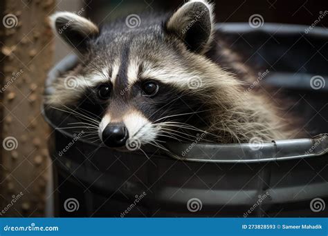 A Curious and Playful Raccoon in a Trash Can Generative AI Stock ...