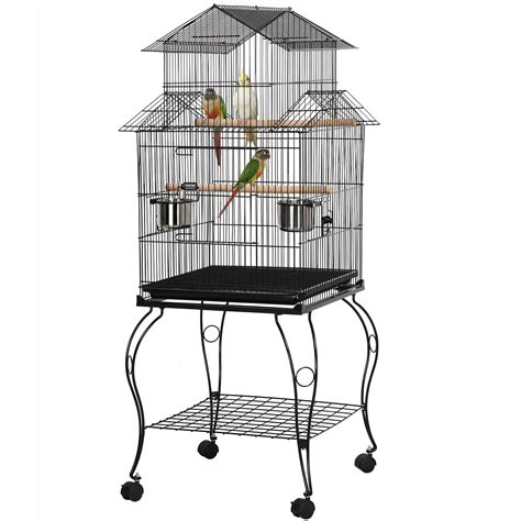 Buy Yaheetech Budgie Cage 55-inch Rolling Standing Triple Roof Medium ...