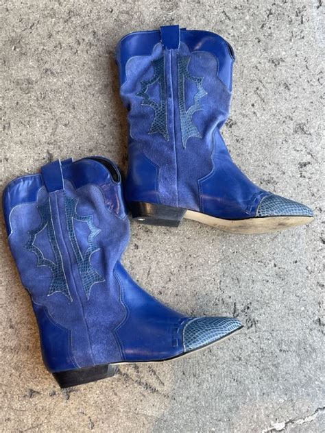 Vintage 80s Cobalt Blue Leather Cowboy Boots – 7 1/2 → Hotbox Vintage