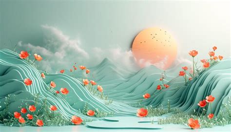 Premium Photo | A 3D background with a minimalist depiction of nature and wildlife scenes ...