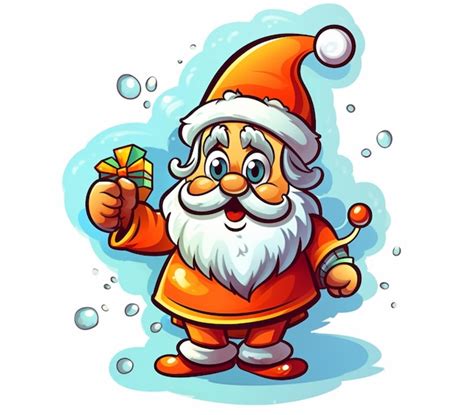 Premium Photo Cartoon Santa Claus Holding A Present And Giving It A