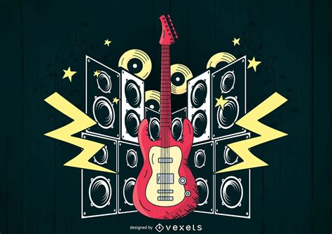 Descarga Vector De Plantilla De Ilustraci N De Guitarra De Rock