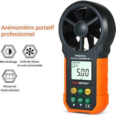 Anémomètre portatif compteur de vitesse du vent compteur CFM