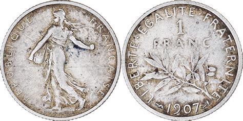 Frankreich Franc 1907 Paris Münze Semeuse SS Silber KM 844 1