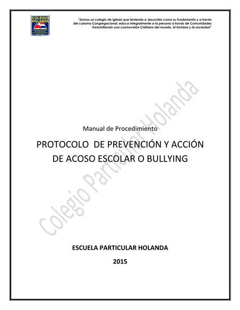 PDF 2015 29h protocolo de Prevención y Acción de Acoso Escolar o