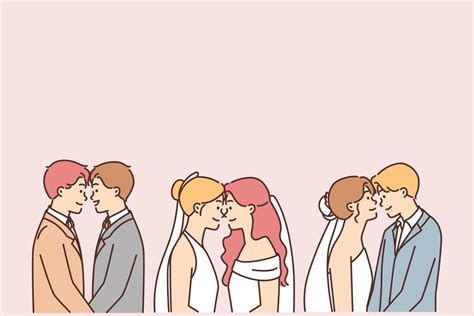 Variable Wedding Illustration Set Flat Vector Stock Illustration LGBTQ Lesbian And Gay