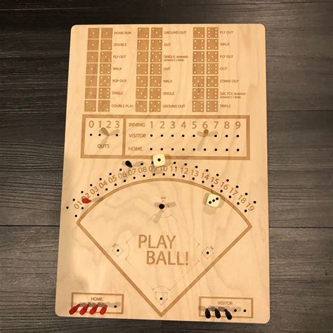 Baseball Wood Board Game With Dice Markers And Instructions Etsy In