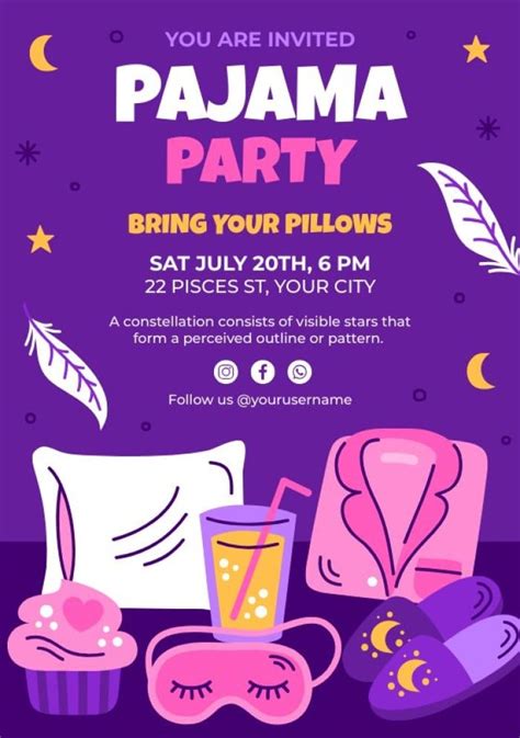 Edit For Free This Hand Drawn Bring Your Pillows Pajama Party