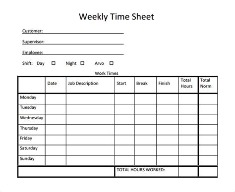 Weekly Timesheet Template | templates free printable