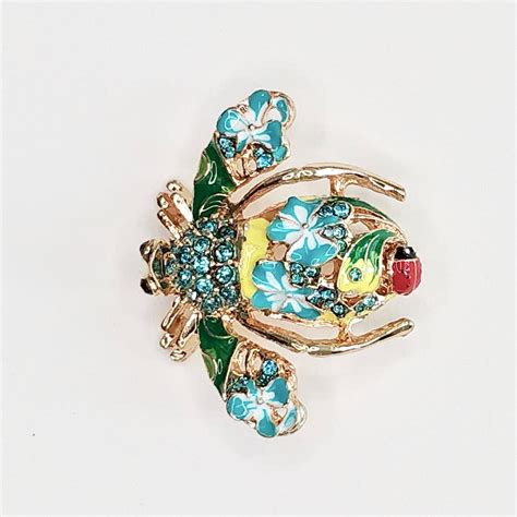 Joan Rivers Aqua Blue Floral Bee Pin Brooch T For Her Etsy