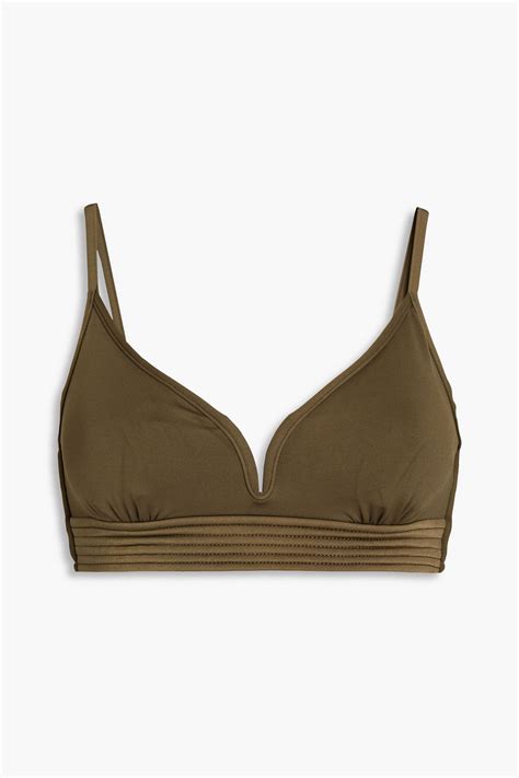 Seafolly Gathered Ribbed Triangle Bikini Top In Army Green ModeSens