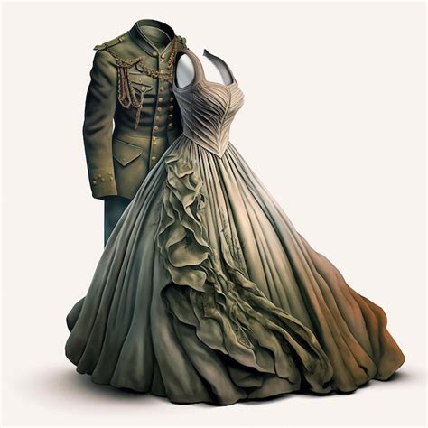 Premium Ai Image Antique Retro Ball Gown And Vintage Military Uniform