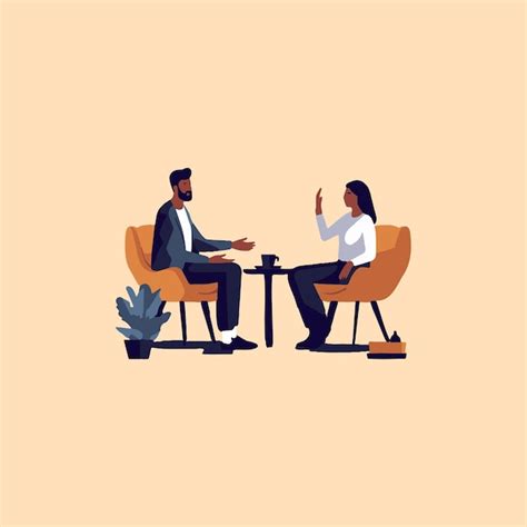 Premium Vector | Man sitting talking to woman in afternoon session