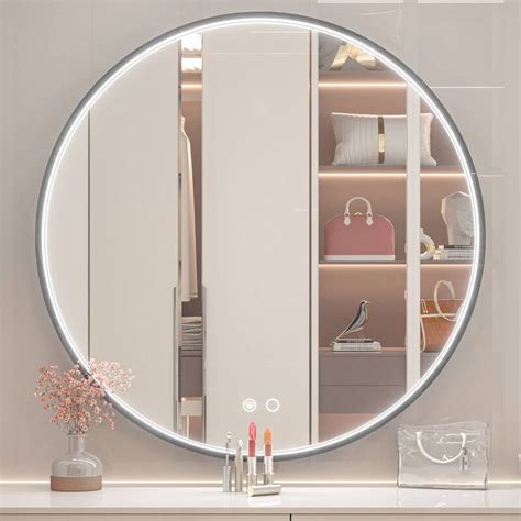 Keonjinn Round Led Bathroom Vanity Wall Mounted Metal Framed Mirror 3 Color On Sale Bed Bath