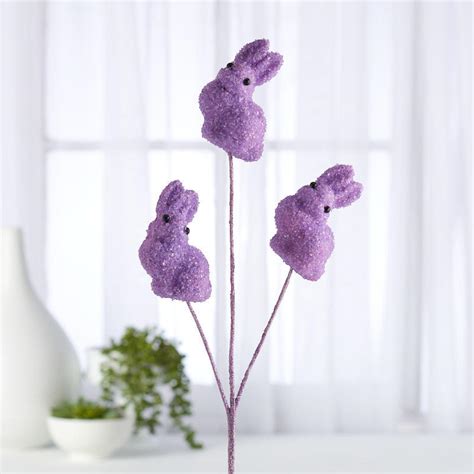 Purple Glitter Easter Bunny Floral Spray Picks Sprays Florals