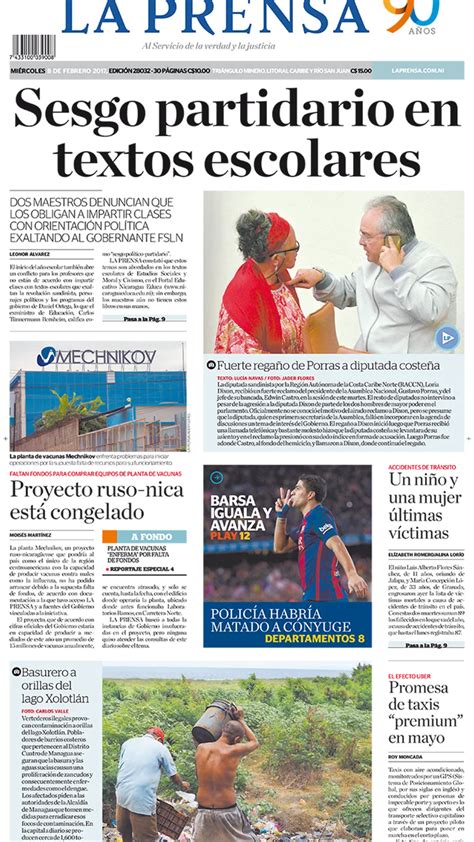 La Prensa Nicaragua Miércoles 08 De Febrero De 2017 Infobae