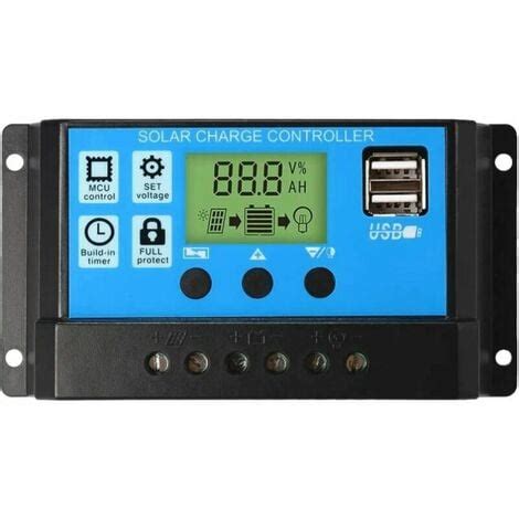 Régulateur de charge de panneau solaire PWM 12 V 24 V 30 A écran LCD