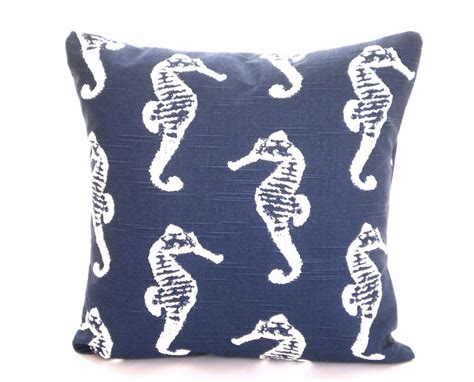 Nautical Throw Pillow Covers Navy Blue Cotton Indoor Pillows Etsy